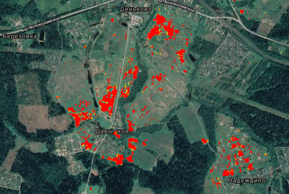 Карта сообщества Антиборщевик - спутниковое распознавание